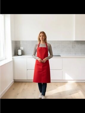 Red Full-Coverage Kitchen Apron